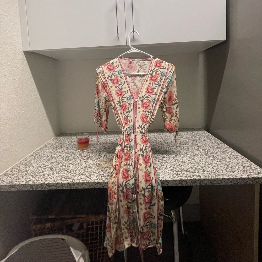 Floral tie up dress, spring dress, size small